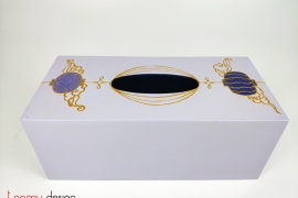 Purple tissue box with hand painted lanterns 12*25 cm